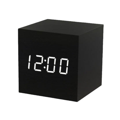 LED wooden clock luminous sound control electronic alarm clock desktop alarm clock
