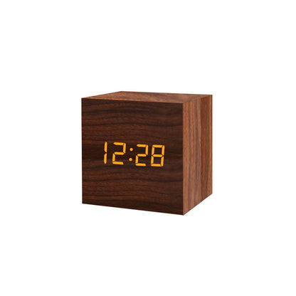LED wooden clock luminous sound control electronic alarm clock desktop alarm clock