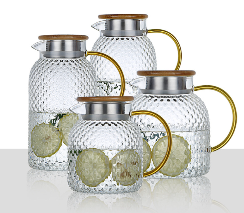 BowLift | Heatable Glass Cold Water Pitcher with Rice Grain Pattern