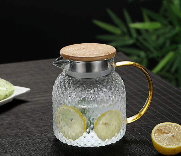 BowLift | Heatable Glass Cold Water Pitcher with Rice Grain Pattern