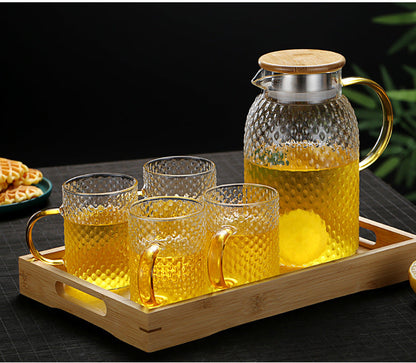 BowLift | Heatable Glass Cold Water Pitcher with Rice Grain Pattern