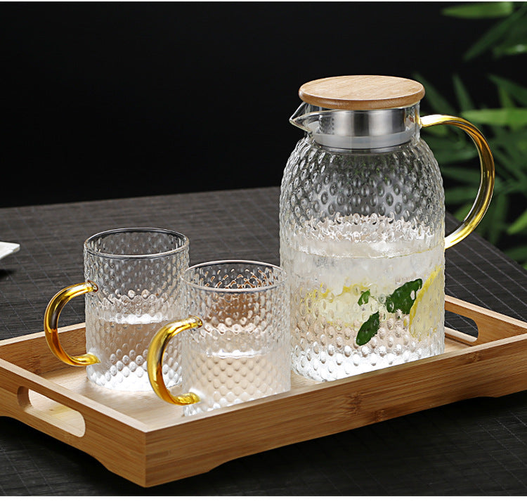 BowLift | Heatable Glass Cold Water Pitcher with Rice Grain Pattern