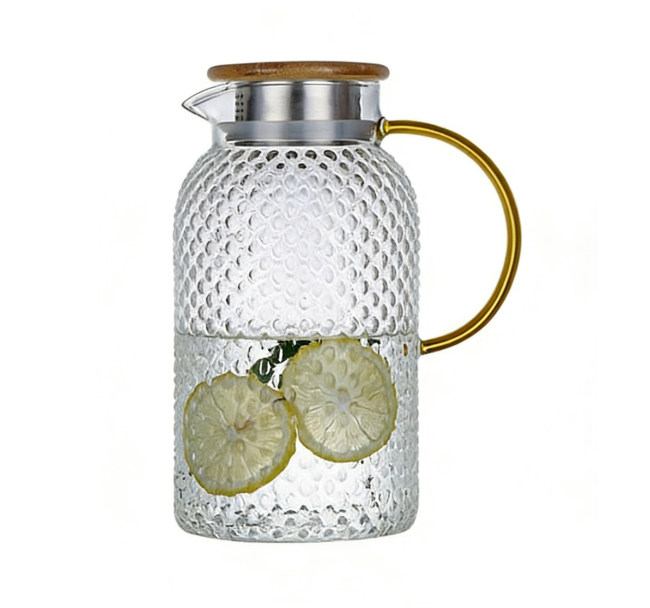 BowLift | Heatable Glass Cold Water Pitcher with Rice Grain Pattern
