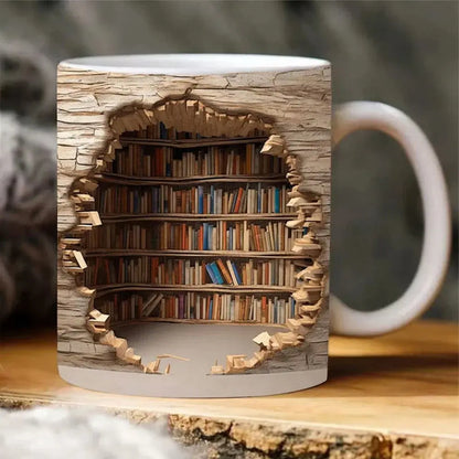 Skanto | Bookshelf Mug – 3D Ceramic Coffee Mug for Book Lovers