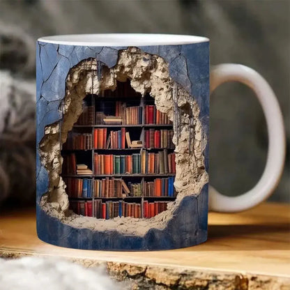 Skanto | Bookshelf Mug – 3D Ceramic Coffee Mug for Book Lovers