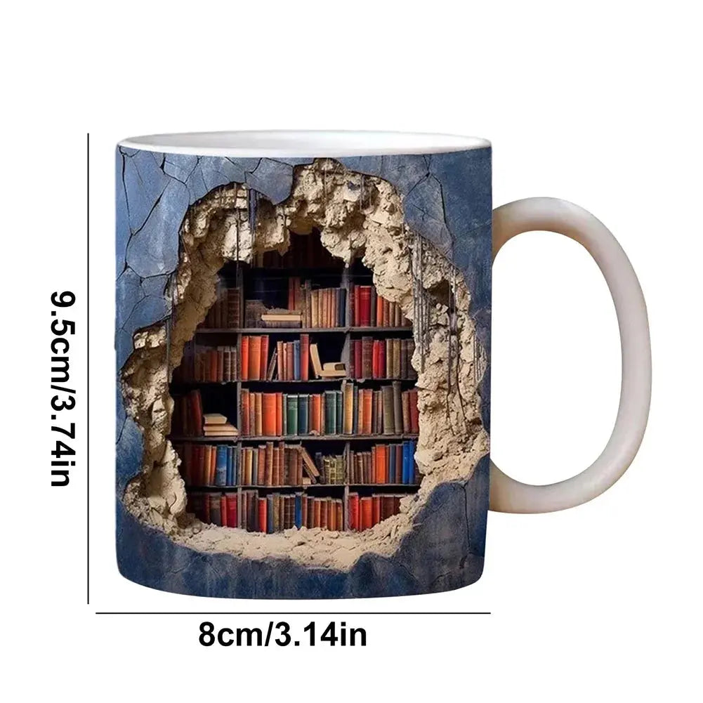 Skanto | Bookshelf Mug – 3D Ceramic Coffee Mug for Book Lovers