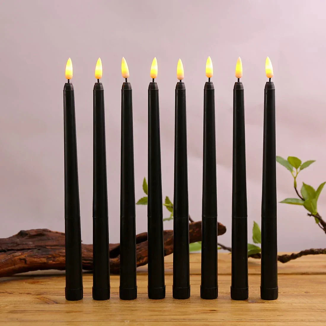Skanto | 3 Piece Black LED Lights with Flickering Flame