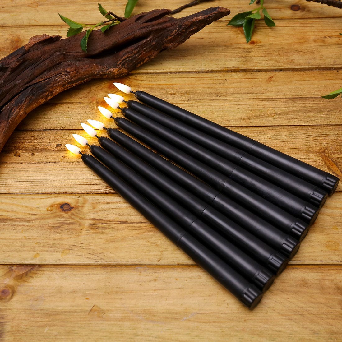 Skanto | 3 Piece Black LED Lights with Flickering Flame