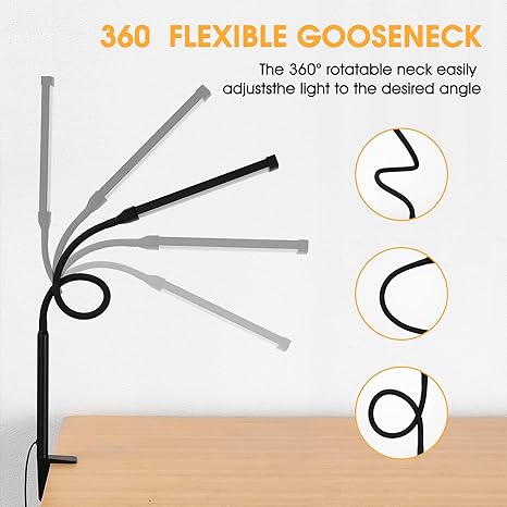 Skanto | LED Desk Lamp With Clamp, Flexible Gooseneck & 3 Light Modes