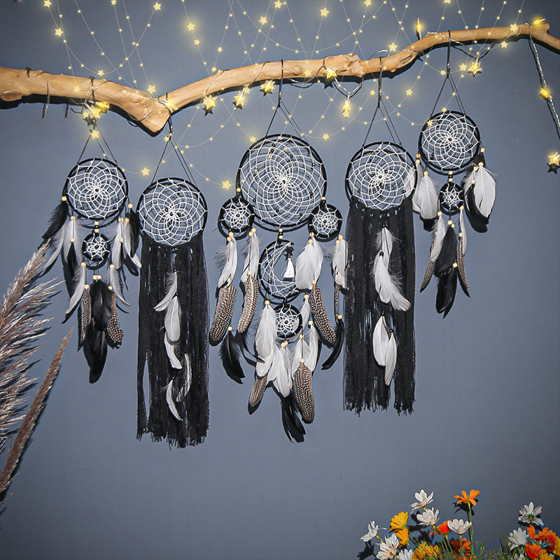 Dreamcatcher Moon and Stars Hanging Above Bed (5 PCS) Skanto