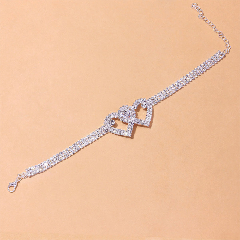BowLift | Double Love Heart Rhinestone Anklet