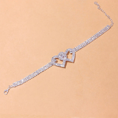 BowLift | Double Love Heart Rhinestone Anklet