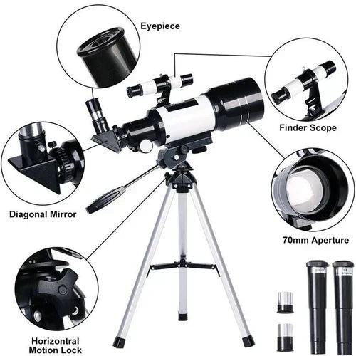 BowLift | Professional Astronomical Telescope | 70mm Aperture, 300mm Focal Length & Easy Setup for Stargazing and Nature Exploration