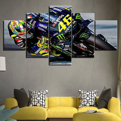 5 Piece Motorcycle Race - Canvas Wall Art Painting | Bowlift