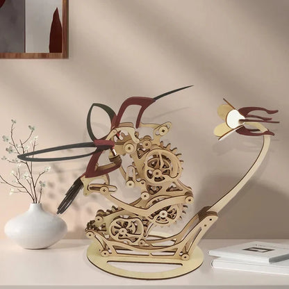 BowLift | Wood kinetic hummingbird sculpture
