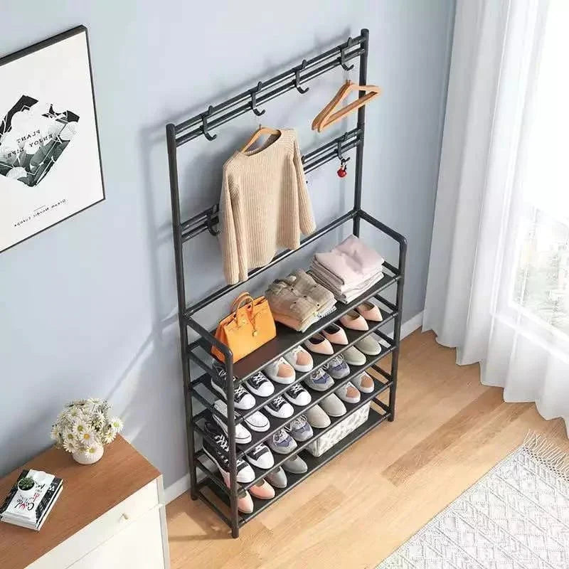 Skanto Multifunctional 5-Tier Shoe Rack with Clothes Shelf Skanto