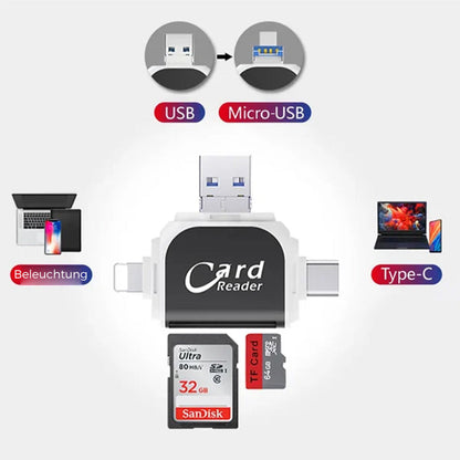 Skanto | 4-in-1 Universal SD TF Card Reader with Multiple Connections