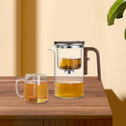 Durable Glass Teapot with Wooden Handle – Elegant Infuser Skanto