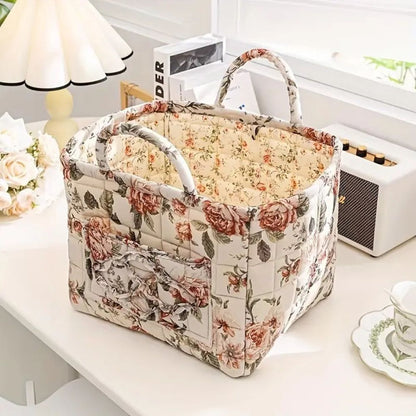 Norvo | Floral Canvas Storage Basket for Home Organization