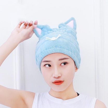 BowLift | Cute Cat Ears Hair-drying Towel Bath Cap