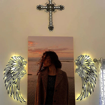 BowLift | Metal wall art with angel wings and LED lights