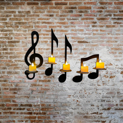 Black Music Note Wall Light Bowlift