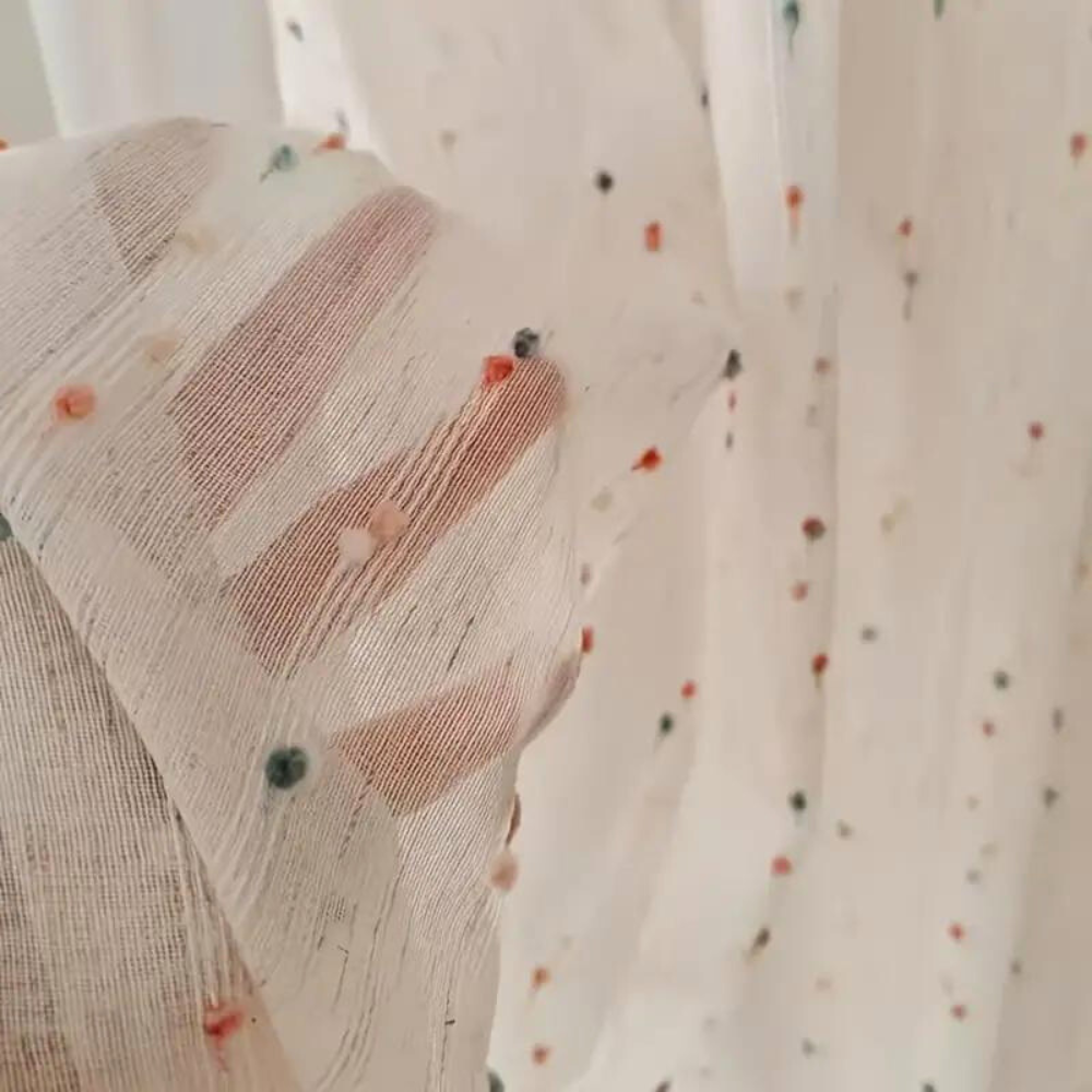 BowLift | Sugar Bean Rainbow Embroidered Tulle Curtain Panel