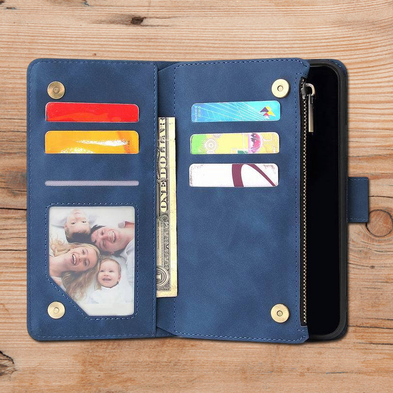 Skanto | Multi-card Zipper Pocket Leather Case for iPhone