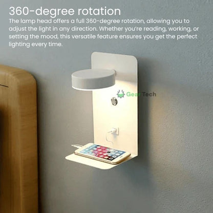 Skanto | LED Wall Lamp with Shelf | Soft Glow, Modern Design & Ideal for Creating a Festive Atmosphere in the Bedroom