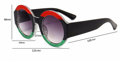 BowLift | Designer Red Green Black Circle Sun Glasses