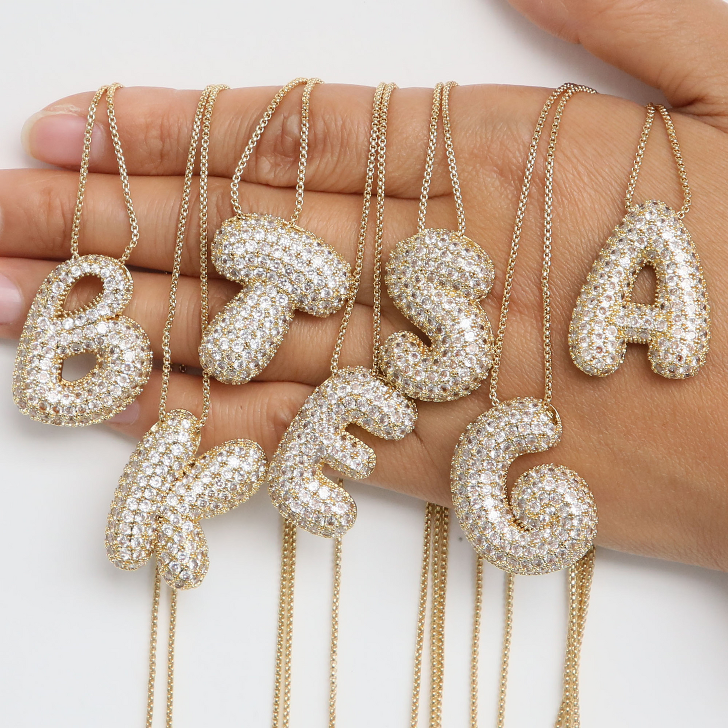 BowLift | Chunky Bubble Diamond Dazzle Initial Necklaces