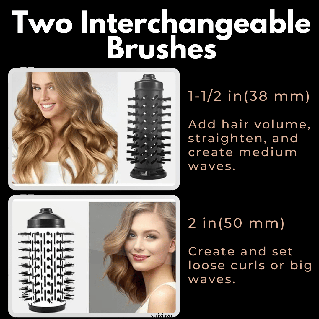 Skanto | 3-in-1 Rotating Hair Dryer and Styler with Adjustable Temperature for Effortless Curls and Waves