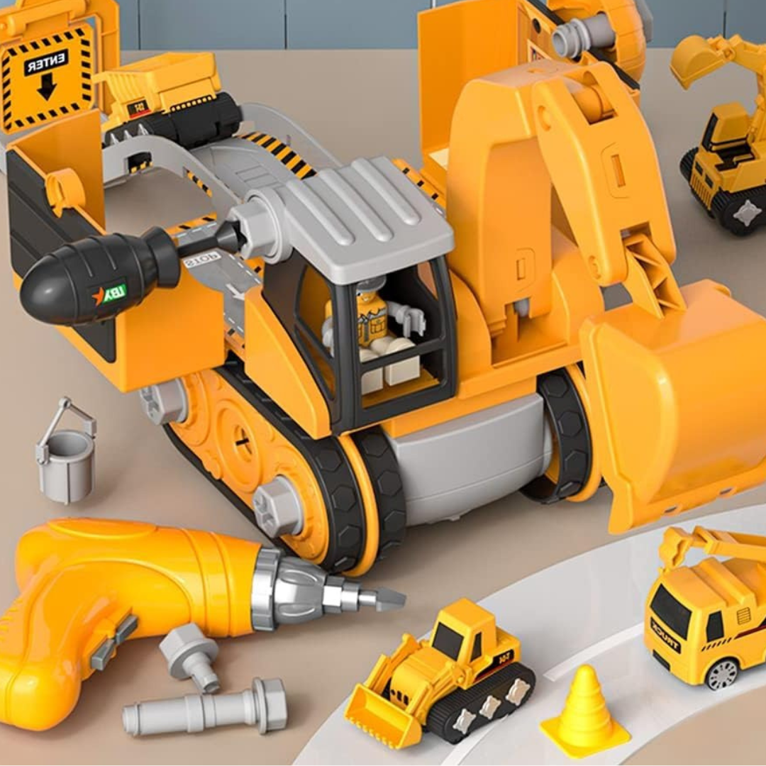 Skanto | LittleBuilder – Construction Truck, Excavator, and Crane Toy Set for Kids
