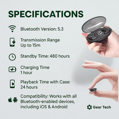 Skanto | Invisible Wireless Sleep Earbuds | IPX5 Waterproof, Bluetooth 5.3 for Comfortable Sleep & Relaxation