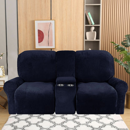Skanto | 2-Seater Recliner Sofa Cover with Cup Holders – Velvet Plush
