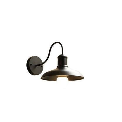 Retro Loft Dome Iron Outdoor Waterproof 1-Light Bent Arm Wall Sconce Lamp | Bowlift