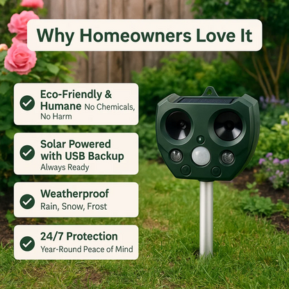 BowLift | Ultrasonic Bird & Pest Defender | Weatherproof, Solar-Powered & Effective for Garden Protection