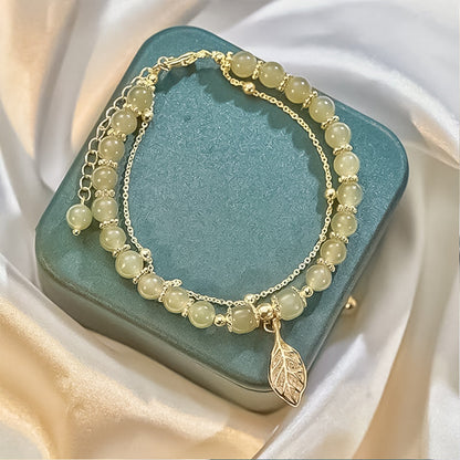 Skanto | Hetian Jade Leaf Gold Bracelet