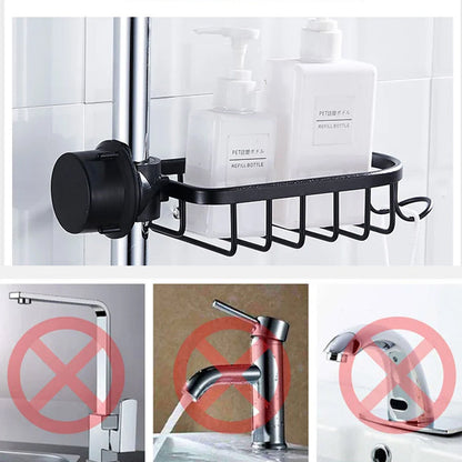 BowLift | Shower holder for Shampoo & Soap – Stainless Aluminium – Silver or Black – No Drilling