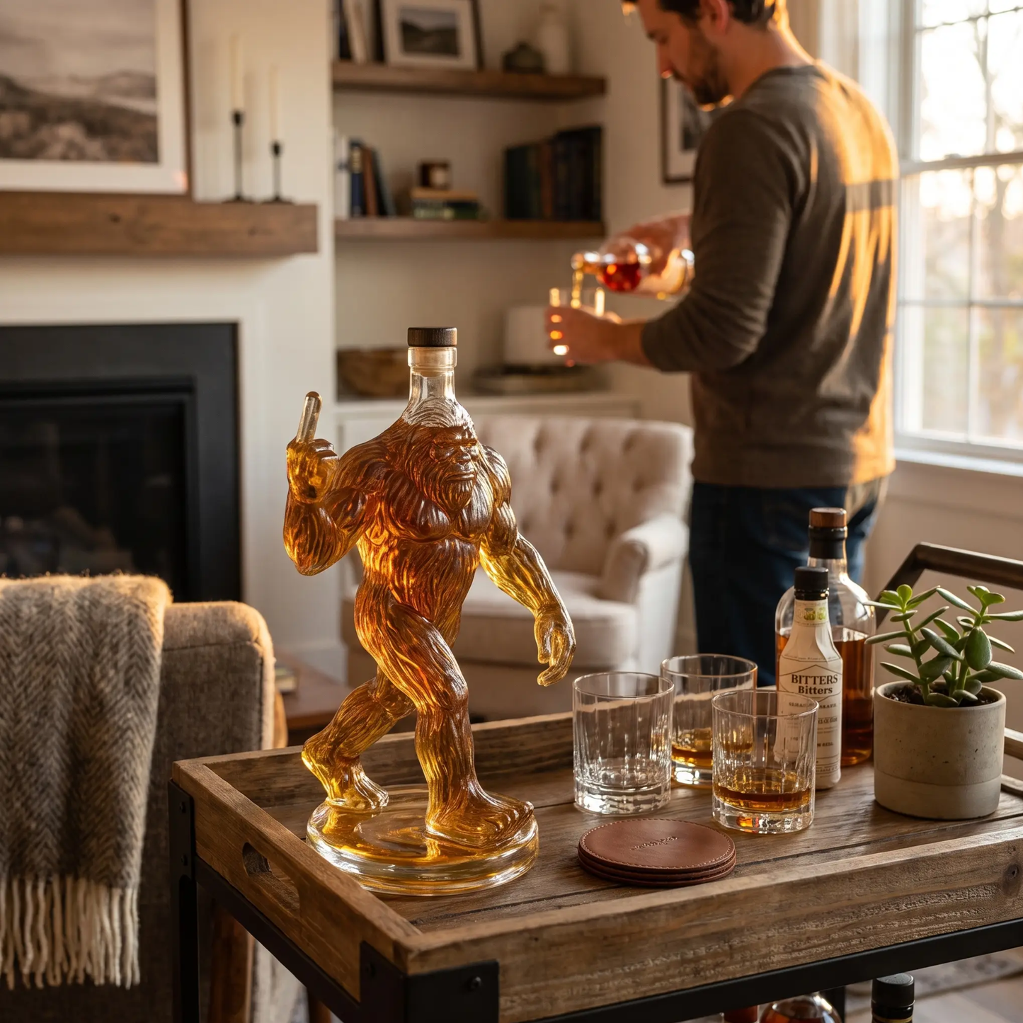 BowLift | Whiskey Decanter Funny Bigfoot Glass Bottle