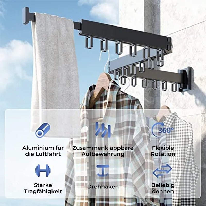 Clothes rack with foldable aluminum ring hook