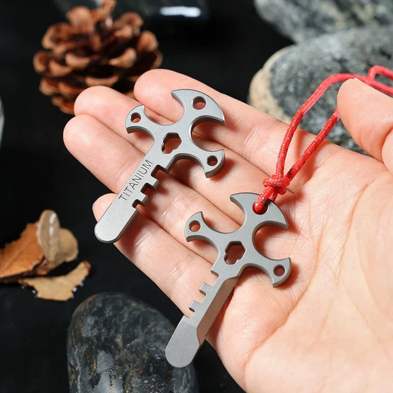 BowLift | Titanium Cross Multi-Tool Keychain - Portable Pry Bar, Bottle Opener & Serrated Necklace