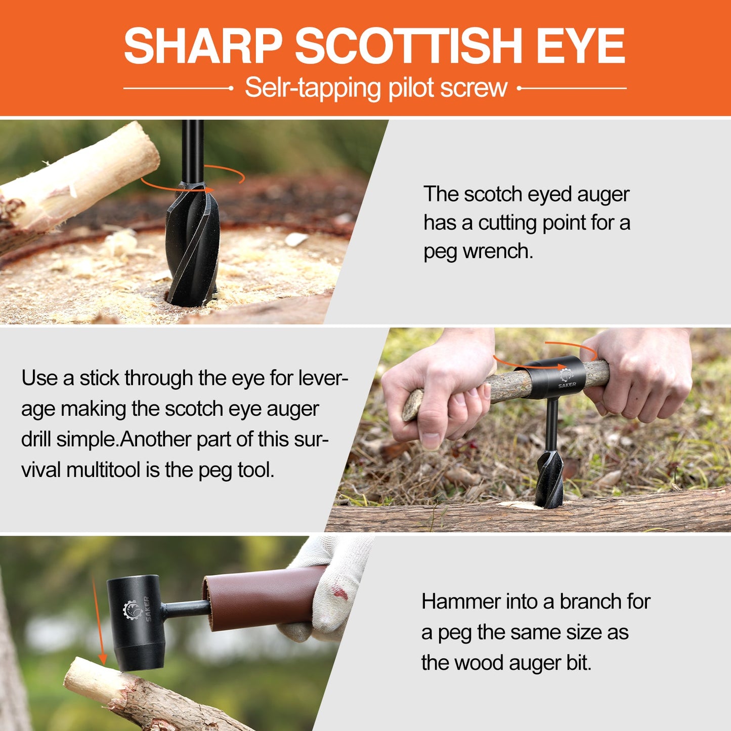 Skanto | SAKER® UPGRADE BUSHCRAFT HAND DRILL WITH WRENCH