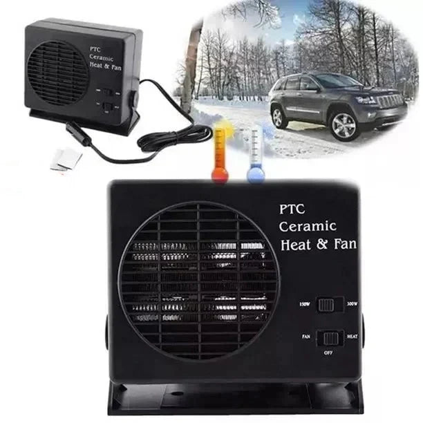 Skanto | 12V Ceramic Car Heater | 150W-300W Portable Fan with Automatic Thermostat for Winter Vehicle Use
