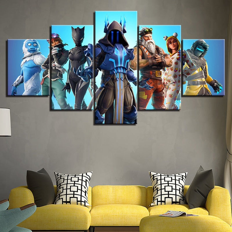Fortnite Battlegrounds: 5 Piece Canvas Wall Art Set - Waterproof, UV Protected, High-Definition Prints | Bowlift