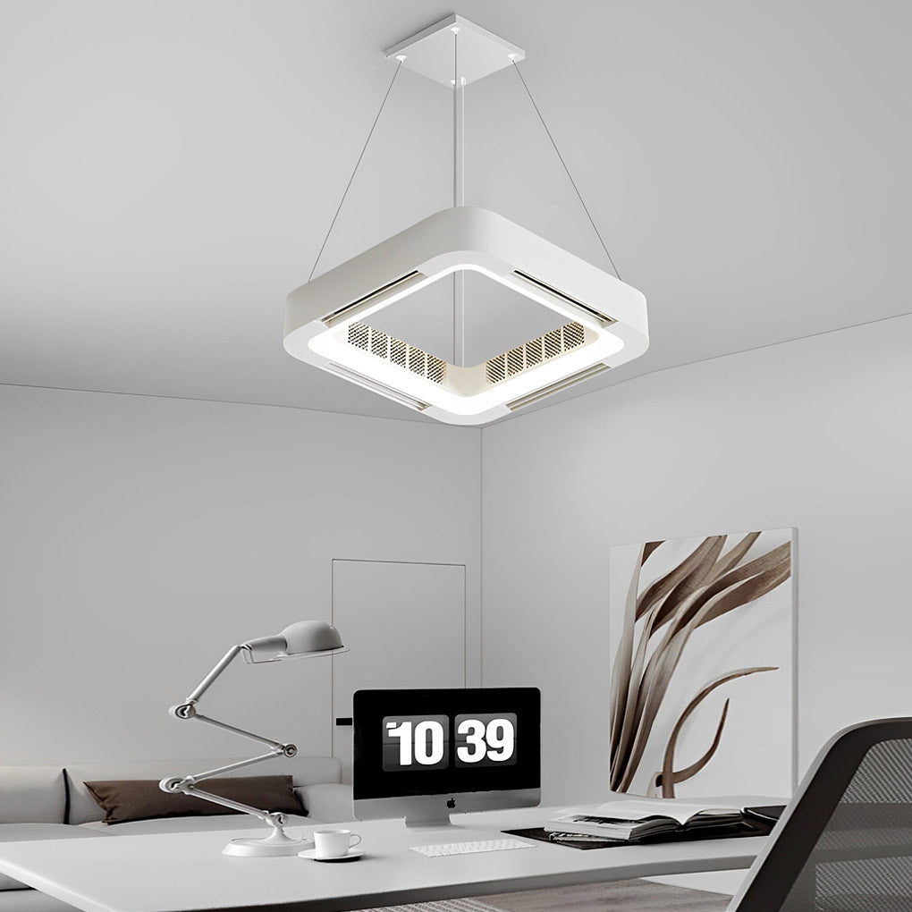 Skanto | Modern bladeless ceiling fan with LED lighting and chandelier