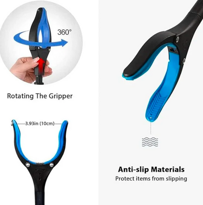 New improved, foldable grabber with 360° rotating clip