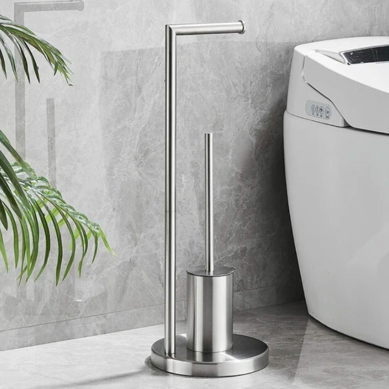 CleanStand Freestanding Toilet Paper Holder with Brush Bowlift