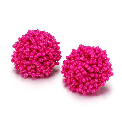 Skanto | Handmade Multicolor Pearl Pompom Stud Earrings