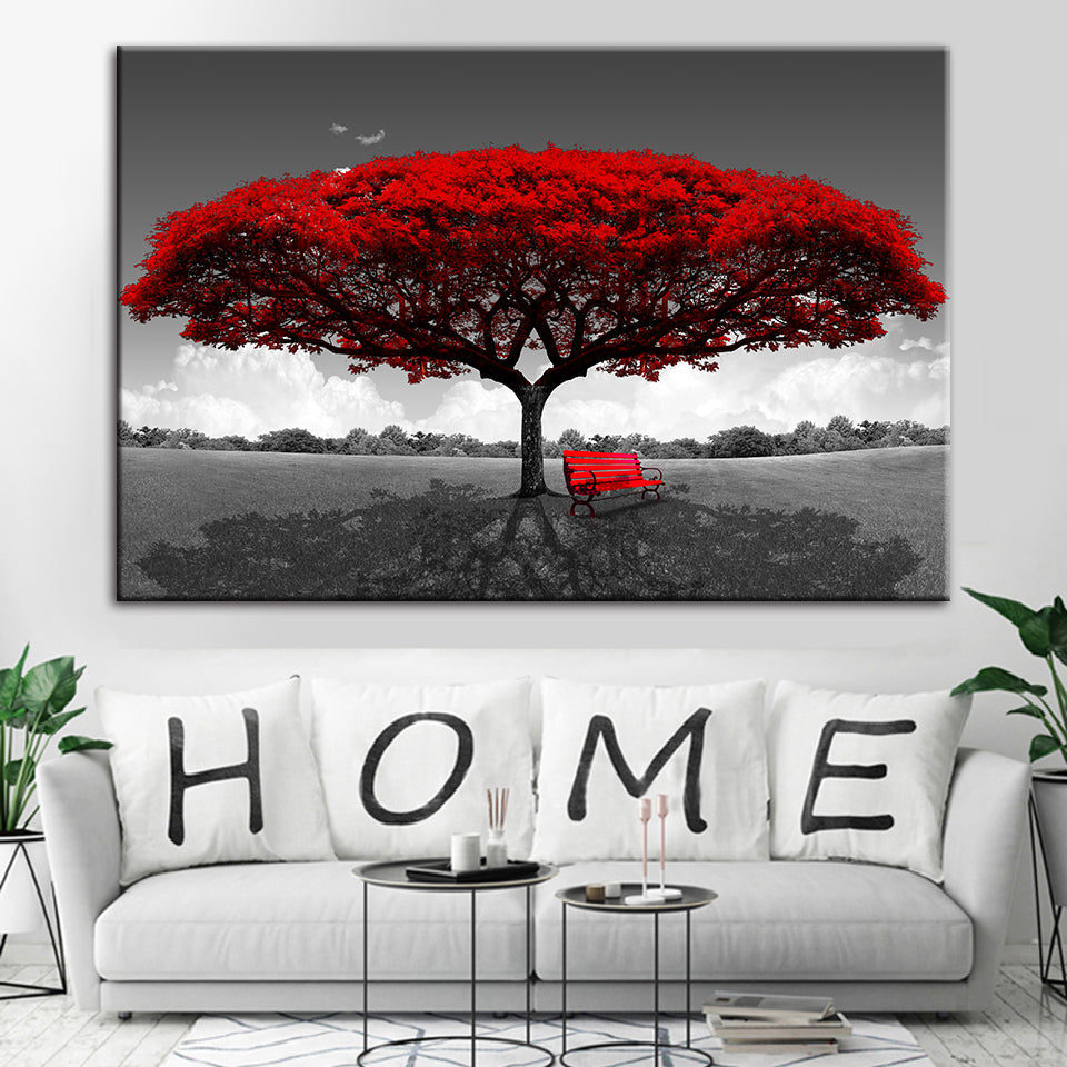 Red Blossoms - Canvas Wall Art Painting | Nature Inspired Wall Art | Bowlift